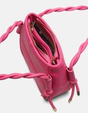 r1103 lina twist örgü saplı kadın çantası  fuşya 4