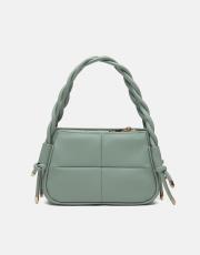 r1103 lina twist örgü saplı kadın çantası  mint yeşili
