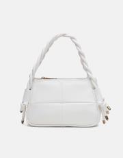 r1103 lina twist örgü saplı kadın çantası  beyaz