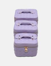 r1182 luxe mirror 3 lü makyaj çantası seti lila 2