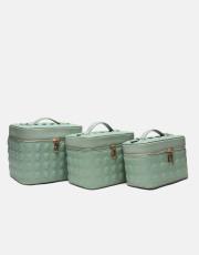 r1182 luxe mirror 3 lü makyaj çantası seti mint yeşili