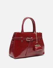 r1303 noir elegance tote kadın çantası rugan bordo 2