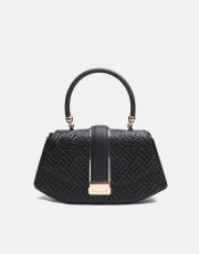 r1130 flora özel tasarım kilitli kadın çantası siyah