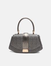 r1130 flora özel tasarım kilitli kadın çantası platin