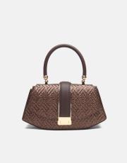 r1130 flora özel tasarım kilitli kadın çantası bakır