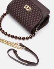 r1031 wanda kapitone desenli inci saplı kadın çantası kahve 4