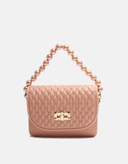 r1031 wanda kapitone desenli inci saplı kadın çantası pudra