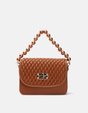 r1031 wanda kapitone desenli inci saplı kadın çantası taba