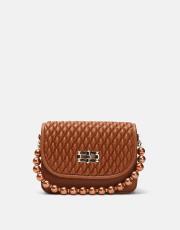 r1031 wanda kapitone desenli inci saplı kadın çantası taba 2