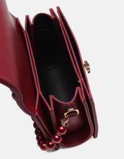 r1031 wanda kapitone desenli inci saplı kadın çantası bordo 5