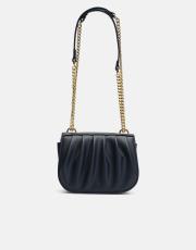 r1110 katty büzgülü hatlara sahip inci saplı deri kadın çanta lacivert