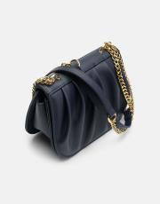 r1110 katty büzgülü hatlara sahip inci saplı deri kadın çanta lacivert 2