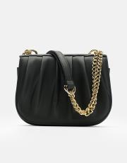 r1110 katty büzgülü hatlara sahip inci saplı deri kadın çanta siyah