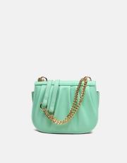 r1110 katty büzgülü hatlara sahip inci saplı deri kadın çanta su yeşili