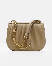 r1110 katty büzgülü hatlara sahip inci saplı deri kadın çanta vizon