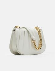 r1110 katty büzgülü hatlara sahip inci saplı deri kadın çanta beyaz 2