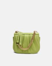 r1110 katty büzgülü hatlara sahip inci saplı deri kadın çanta fıstık yeşili